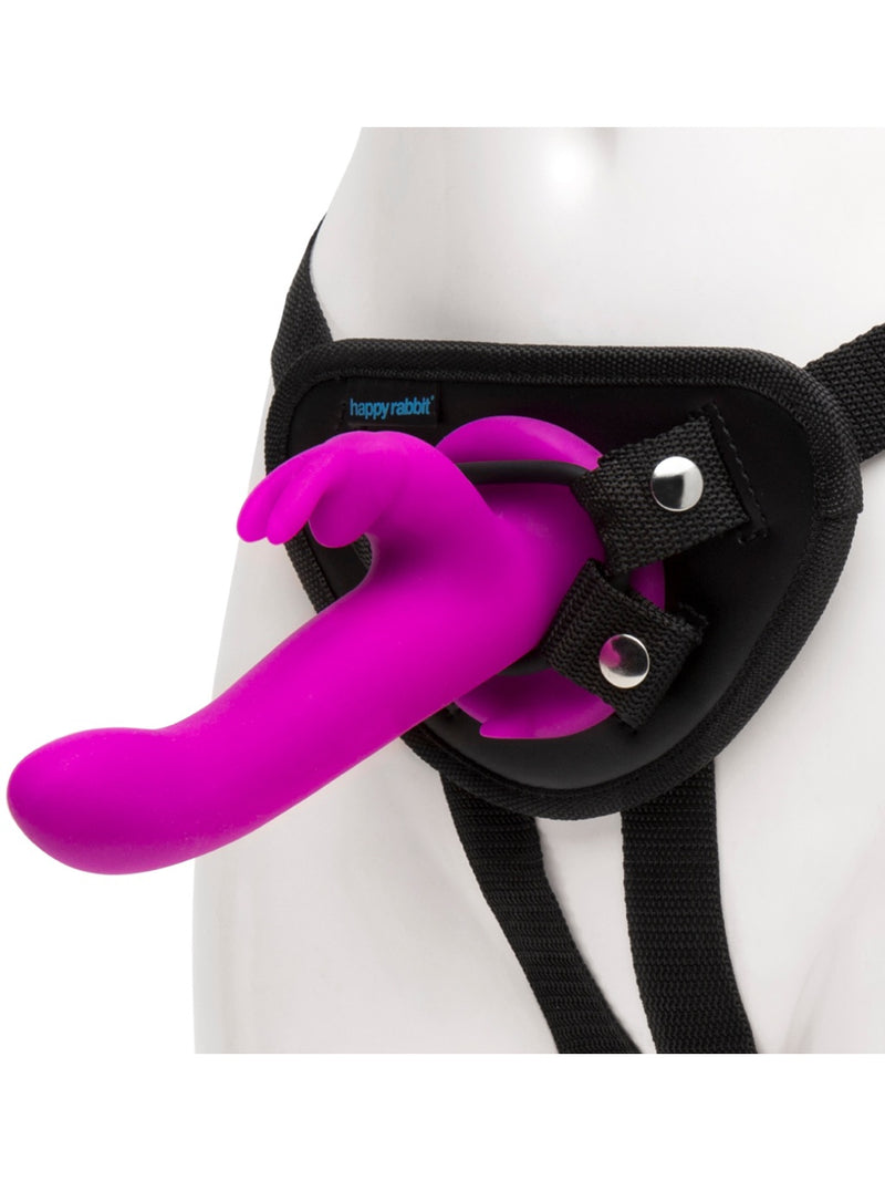 Lovehoney Happy Rabbit | Vibrating Strap On Harness Set : Purple
