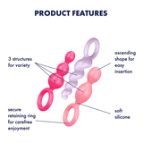 Satisfyer | Booty Call : Mixed Colours [brand:satisfyer/satisfyer-booty-call-anal-plug-colored-features.png]