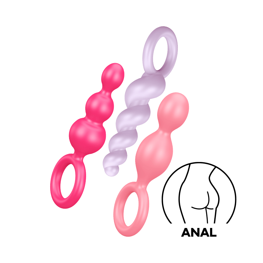 Satisfyer | Booty Call : Mixed Colours [brand:satisfyer/satisfyer-booty-call-anal-plug-colored-front-view-1.png]